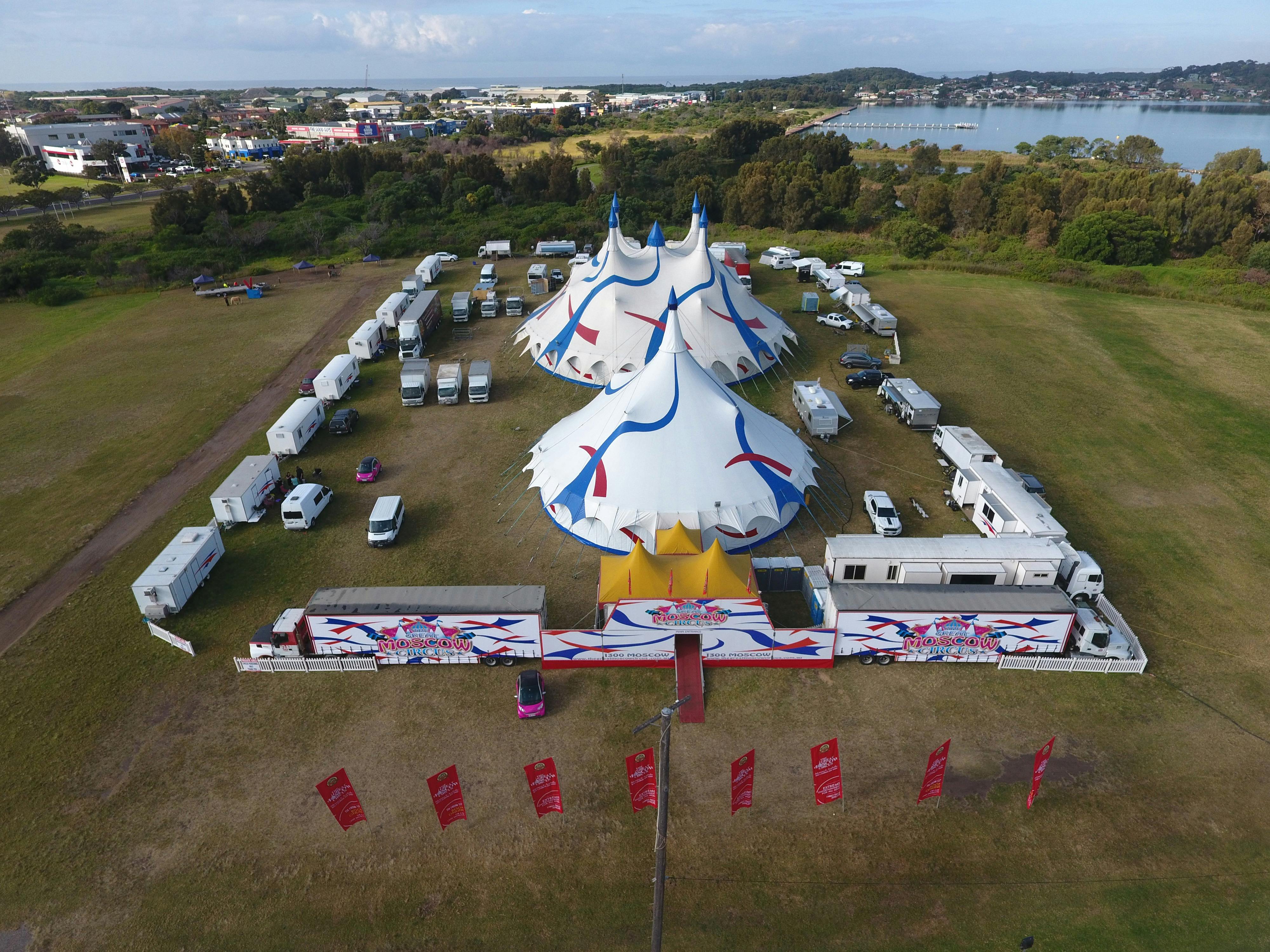 Aerial image of circus tent