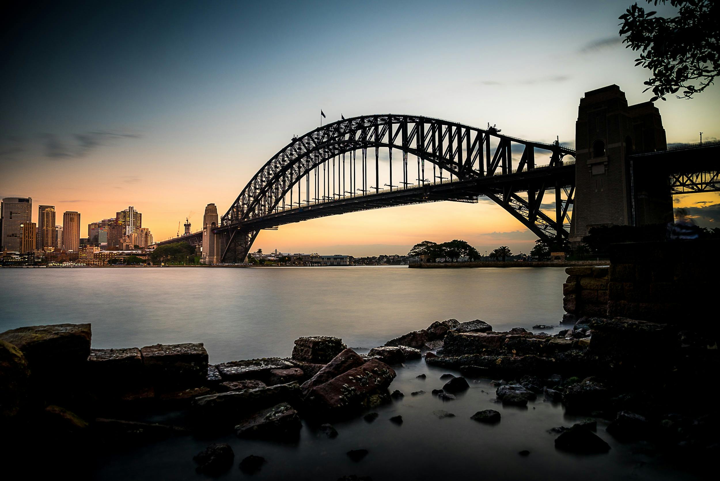 Sunset looking at Sydney Harbour Bridge