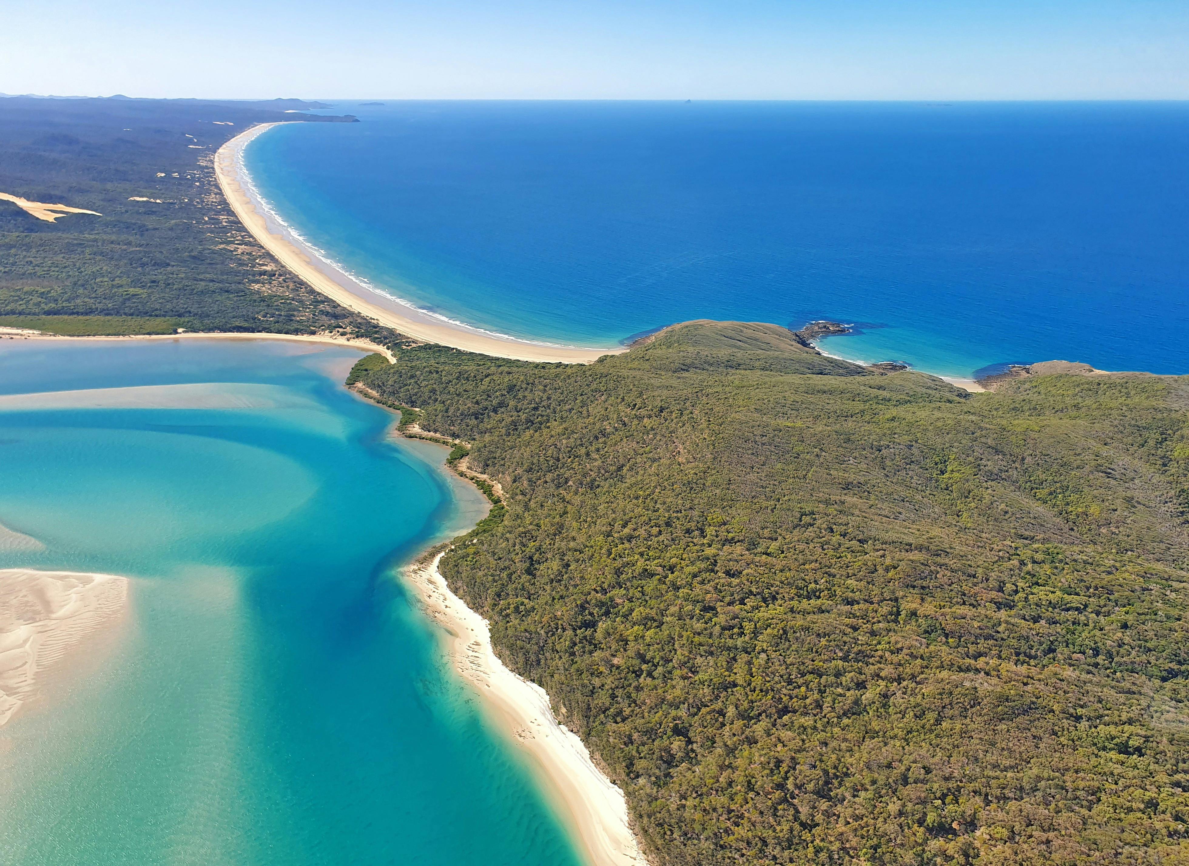 water inlet seperated by a small land island