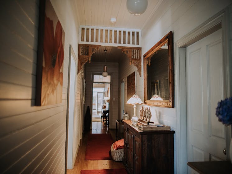 Hallway at front entrance - Belvoir Pavilions Guest House near Berry , bedrooms are to left & right