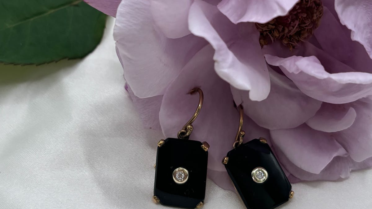 Onyx and Diamond drop earrings