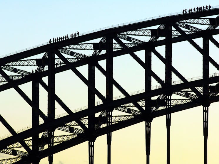 Climb along the upper arch of the Sydney Harbour Bridge on a Summit Climb