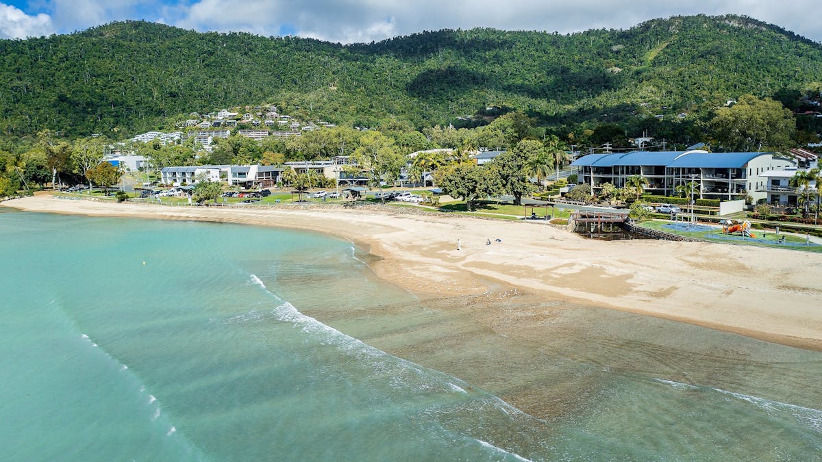 Beach with accessible outdoor gym, playground and picnic areas