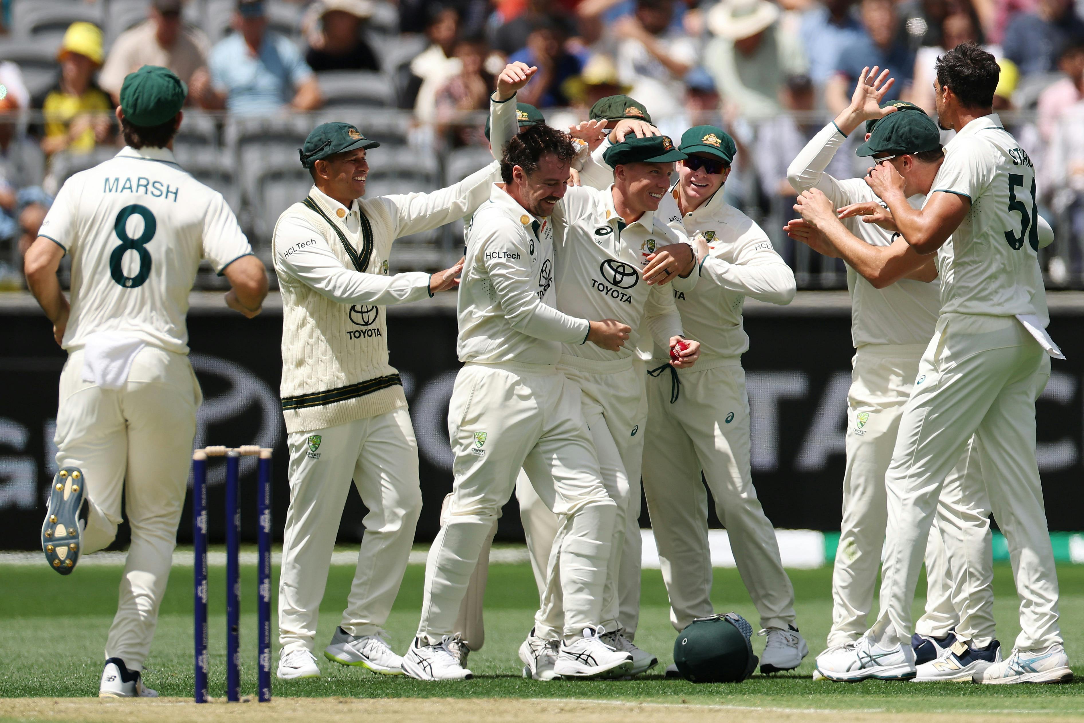The Australia men's cricket team at practice