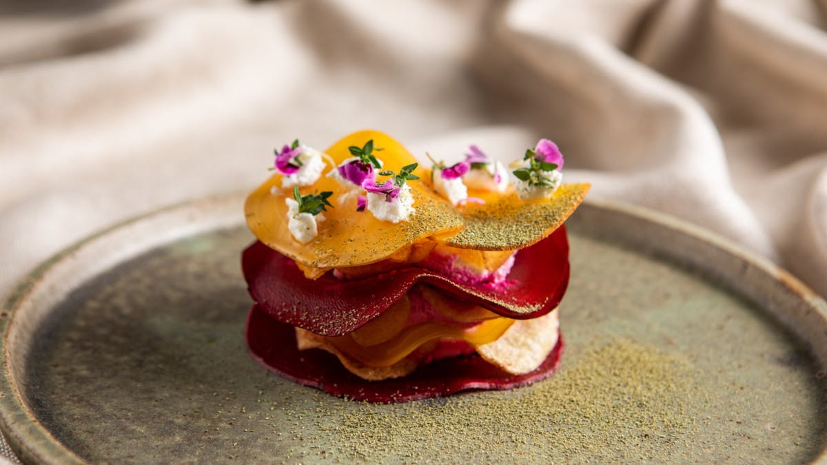 Mille-feuille | Root vegetables with goat’s curd and rosemary Mille-feuille | Root vegetables with goat’s curd and rosemary
