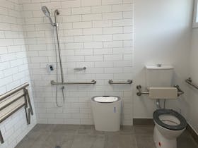 Accessible public bathroom with shower