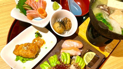 - Teriyaki Salmon or Teriyaki Chicken - Takoyaki - Salmon Sashimi - Sushi - Hot pot