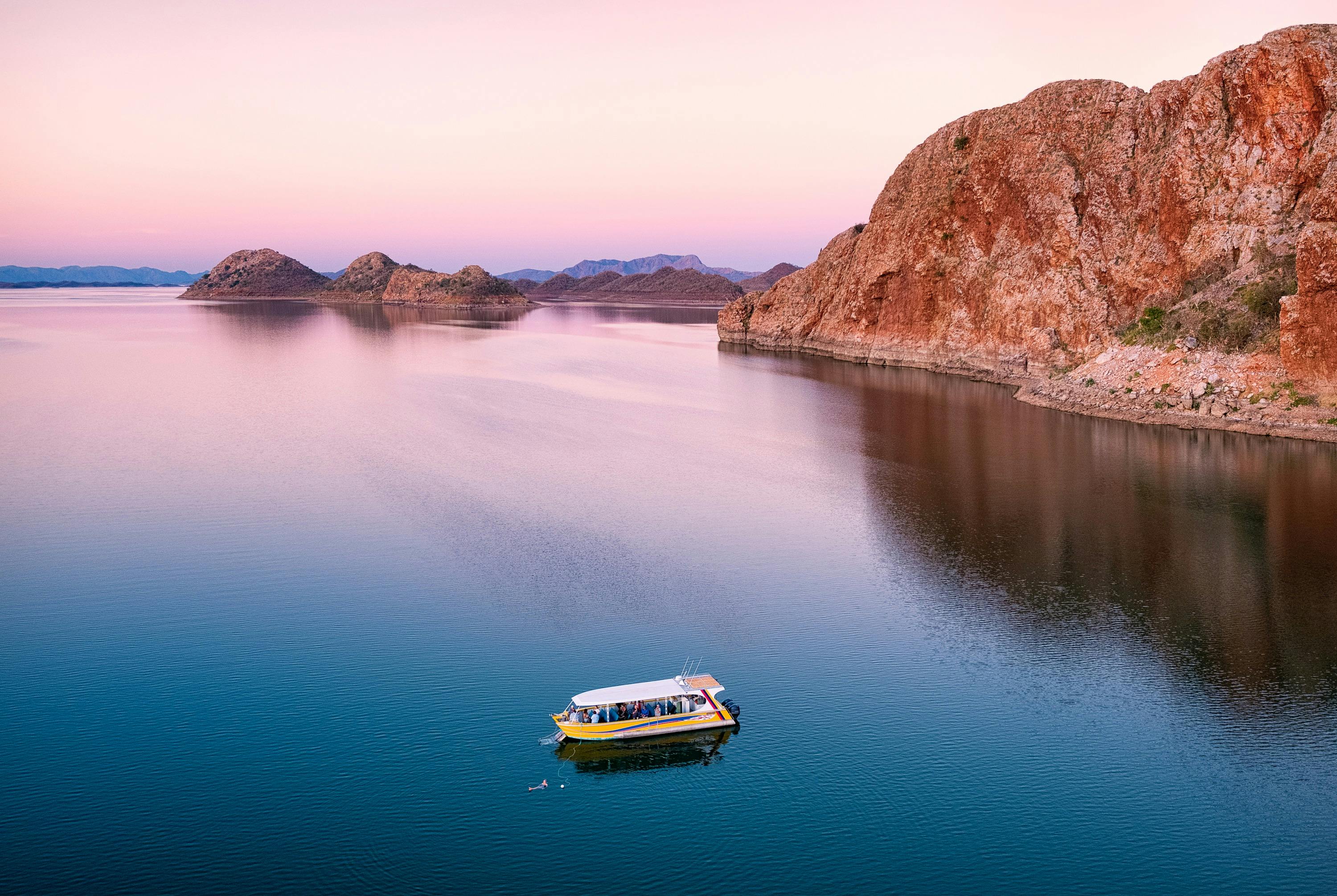 Sunset on a Best of Lake Argyle cruise