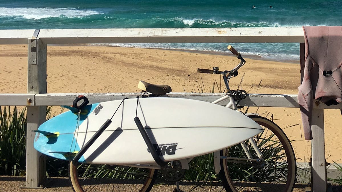 Surfboard hire with bike rack, Noosa surf hire