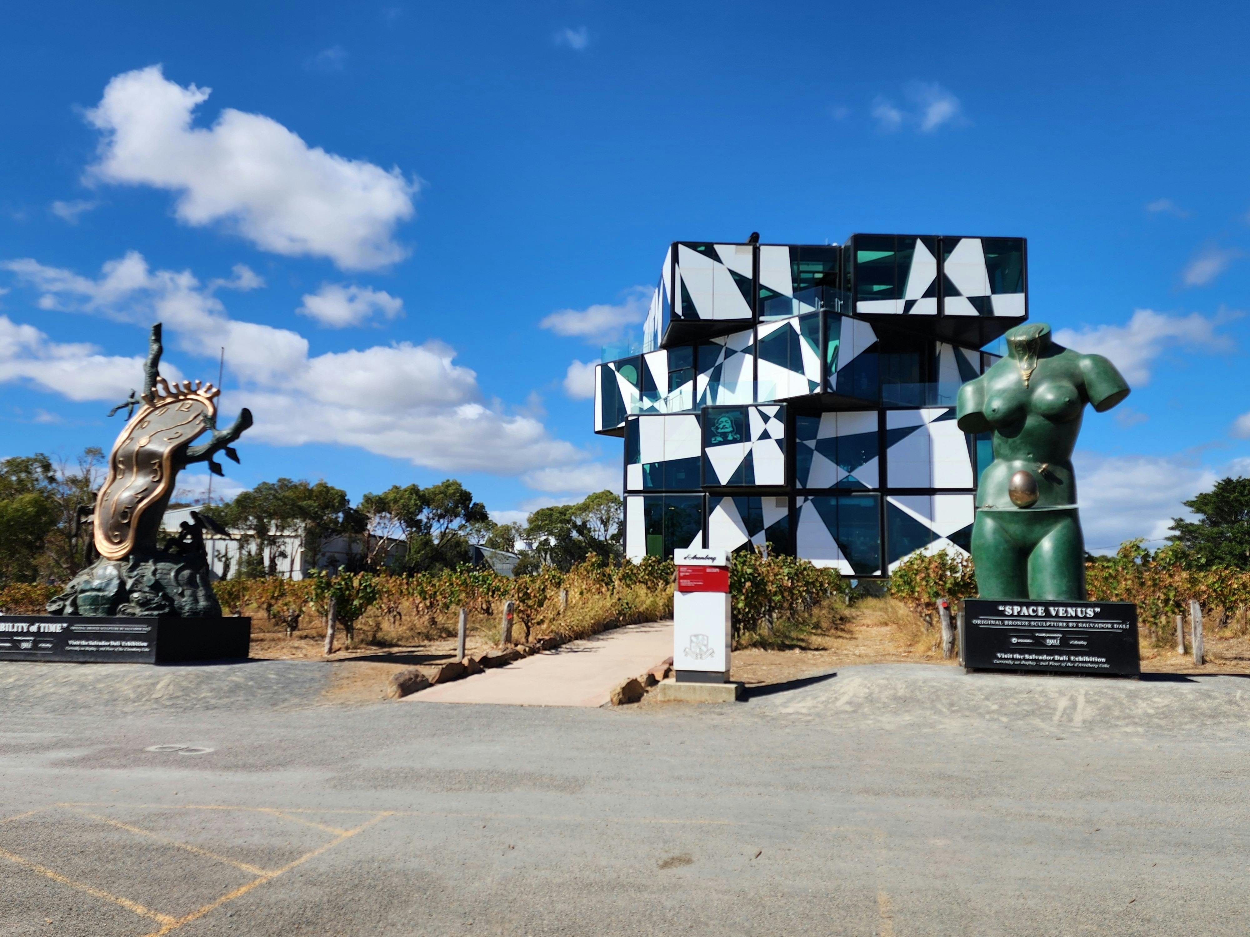 d'Arenberg cube with art sculptures and wine tasting