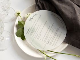 Round wedding vellum menu