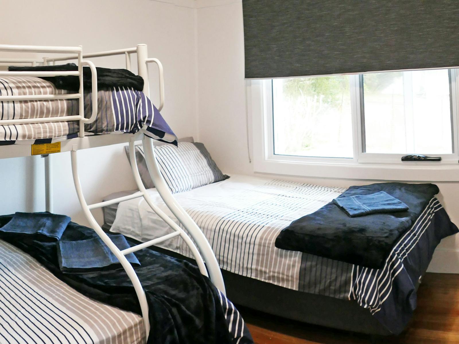 Bedroom 3  Room sleeps 4. 1 Double bed 1 single 1 king single.