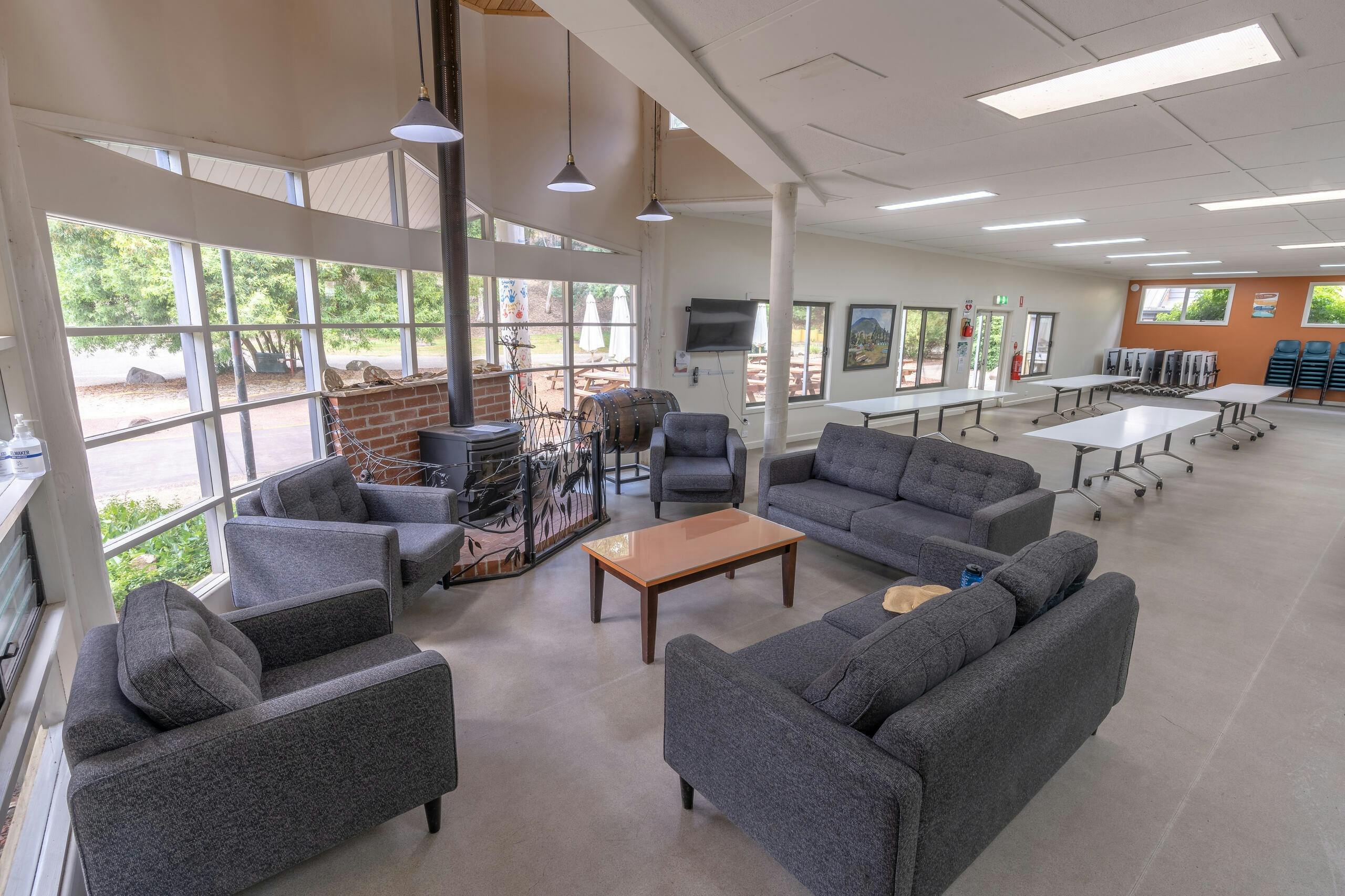dining room with fireplace