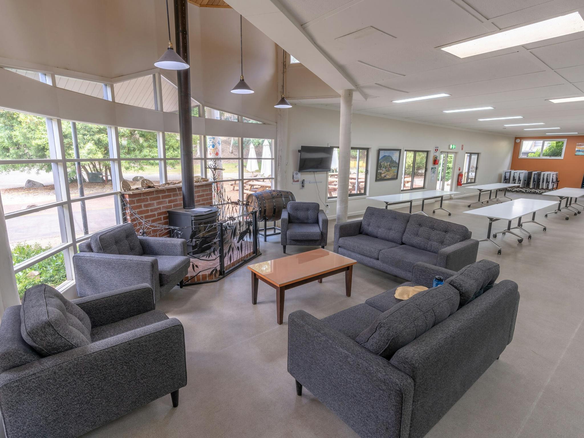 dining room with fireplace