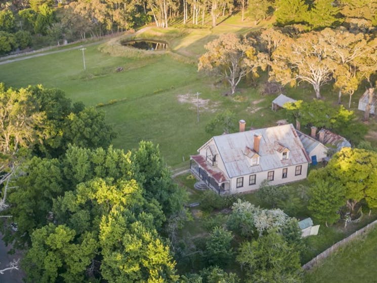 An aerial view of Craigmoor House in Hill End Historic Site. Photo: John Spencer &copy; DPE