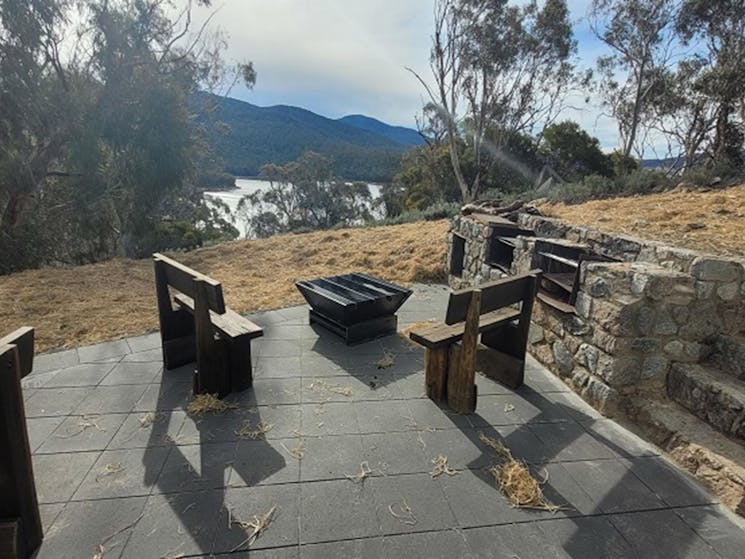 Outdoor fire pit at Creel Lodge. Photo: Mark Lees &copy; DPIE