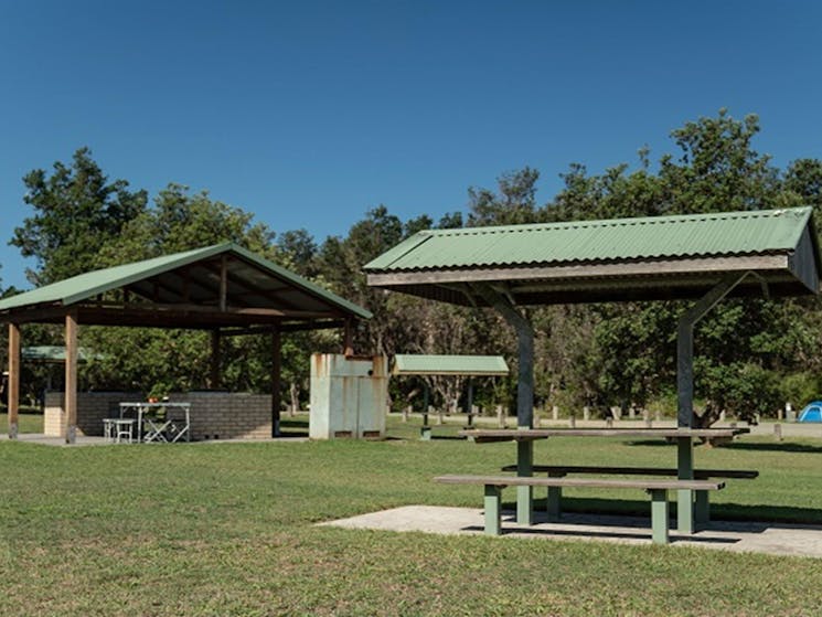 Picnic tables and barbecue facilities at Crowdy Gap campground, Crowdy Bay National Park. Photo: Rob