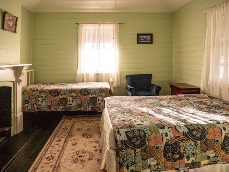 Currango Homestead bedroom, Kosciuszko National Park. Photo: Rob Mulally/DPIE