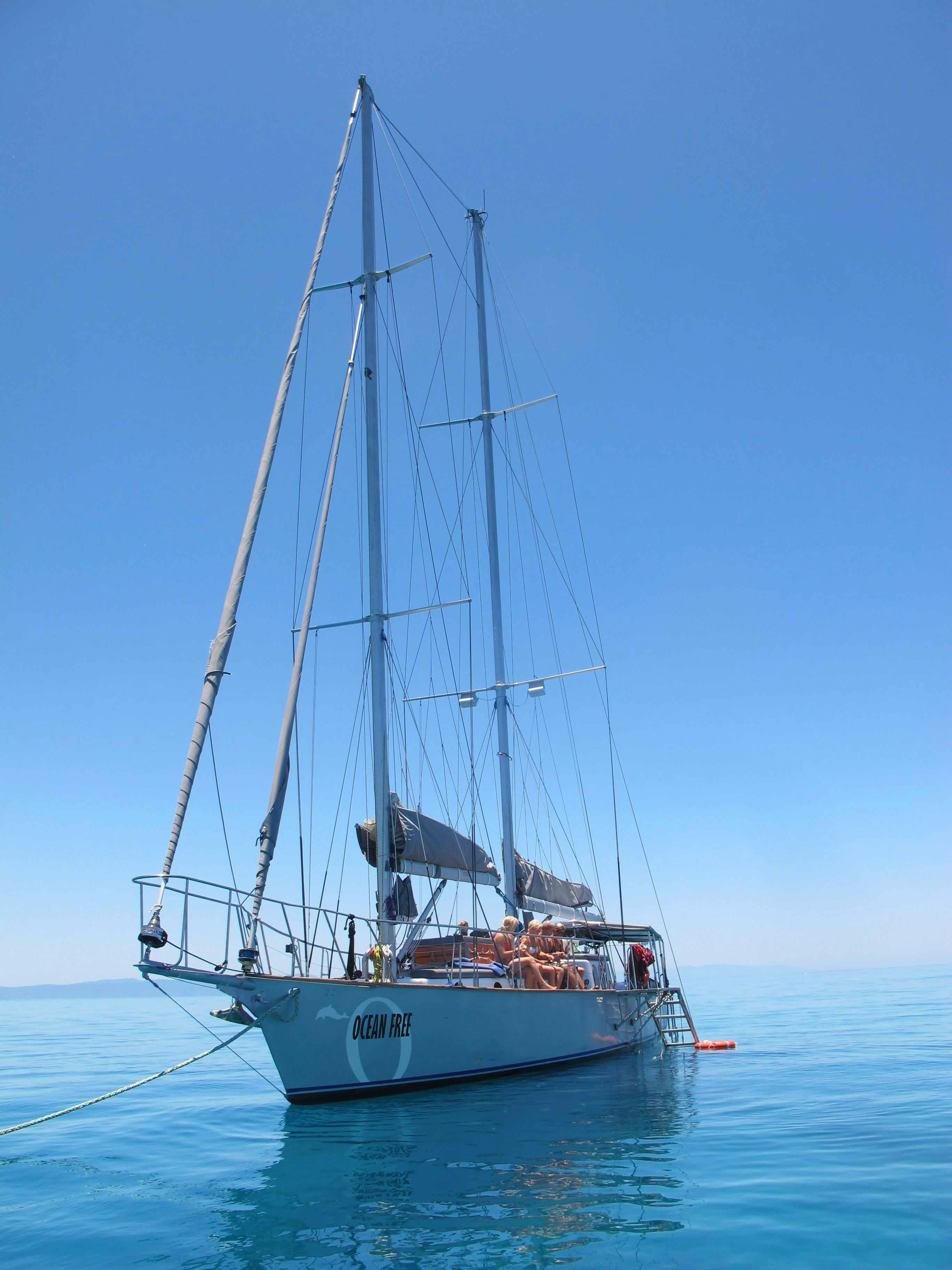 Guests enjoying lunch on board Ocean Free