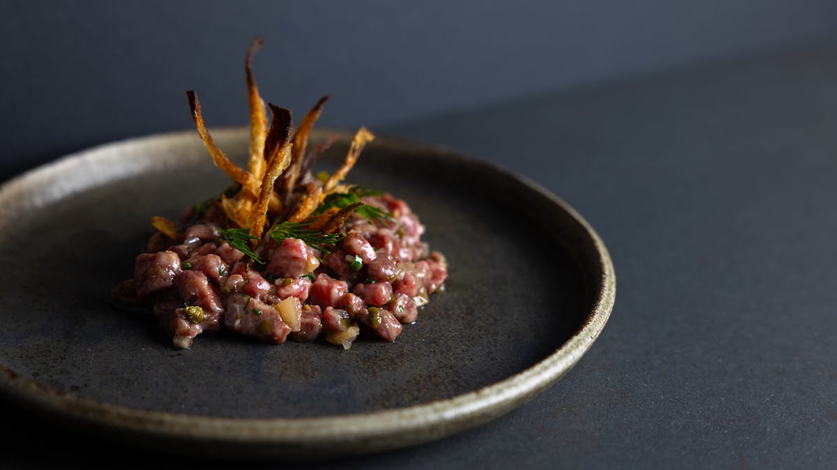 Beef tartare, cured egg yolk, shallots