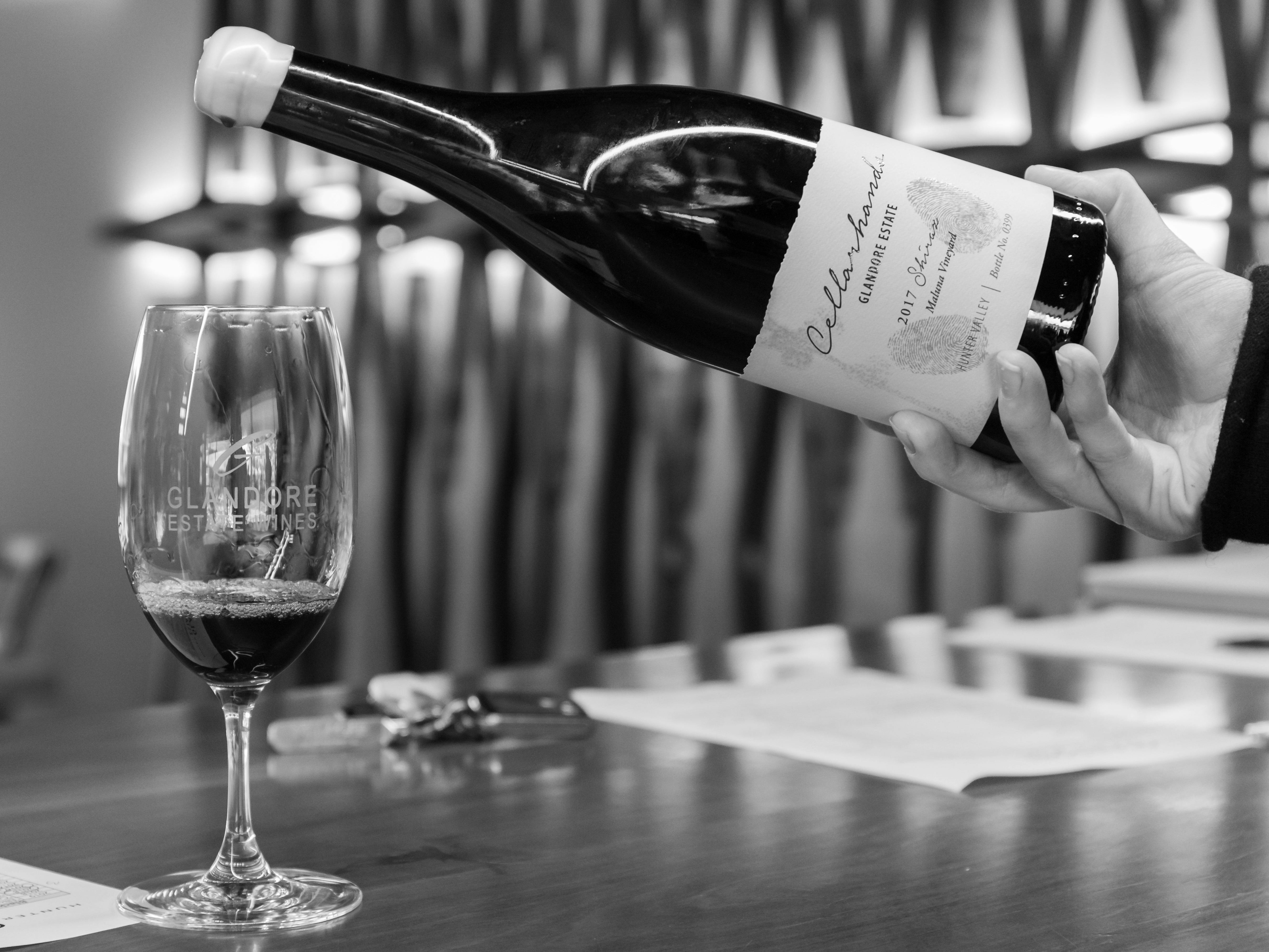 Handmade wine poured by our cellar door team