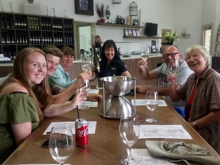 wine tasting fun at Capercaillie Wines