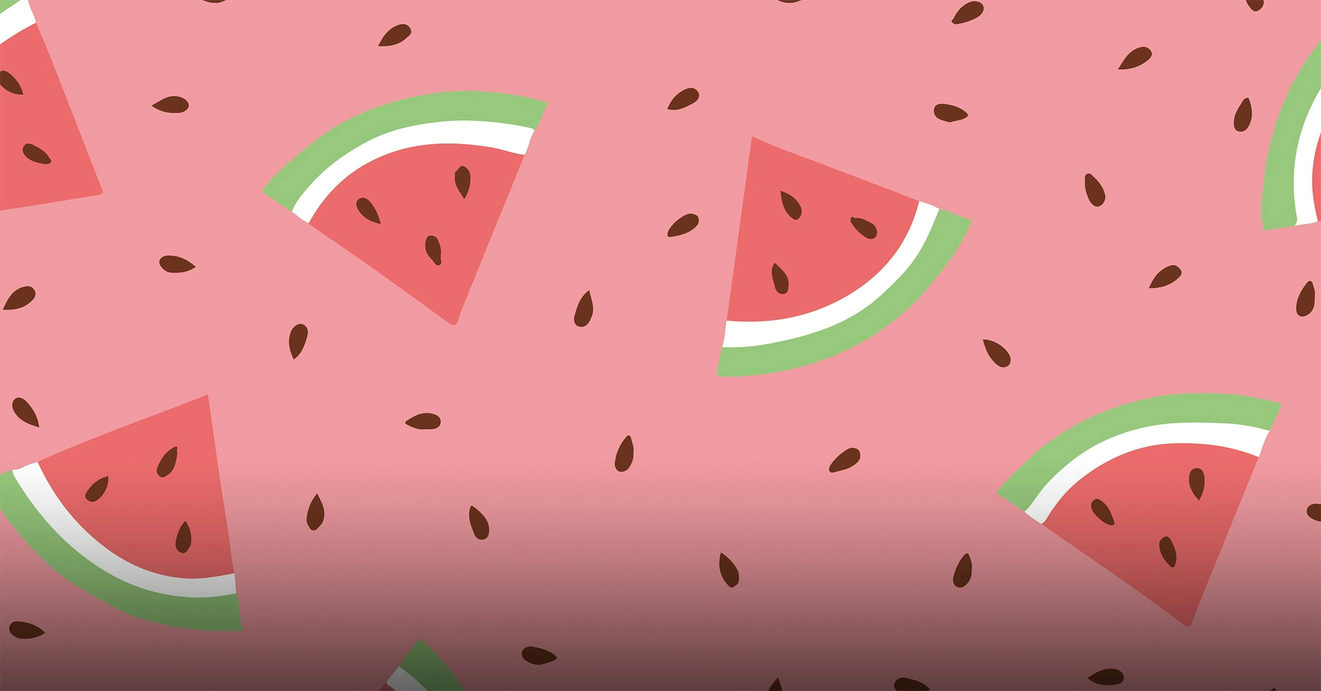 A cartoon image of watermelon slices floating around with seeds