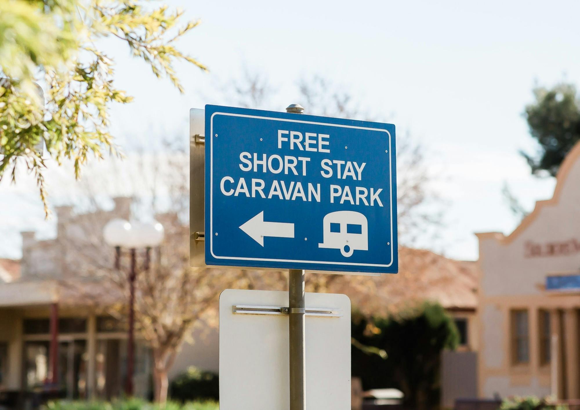 Sign showing where caravan park is