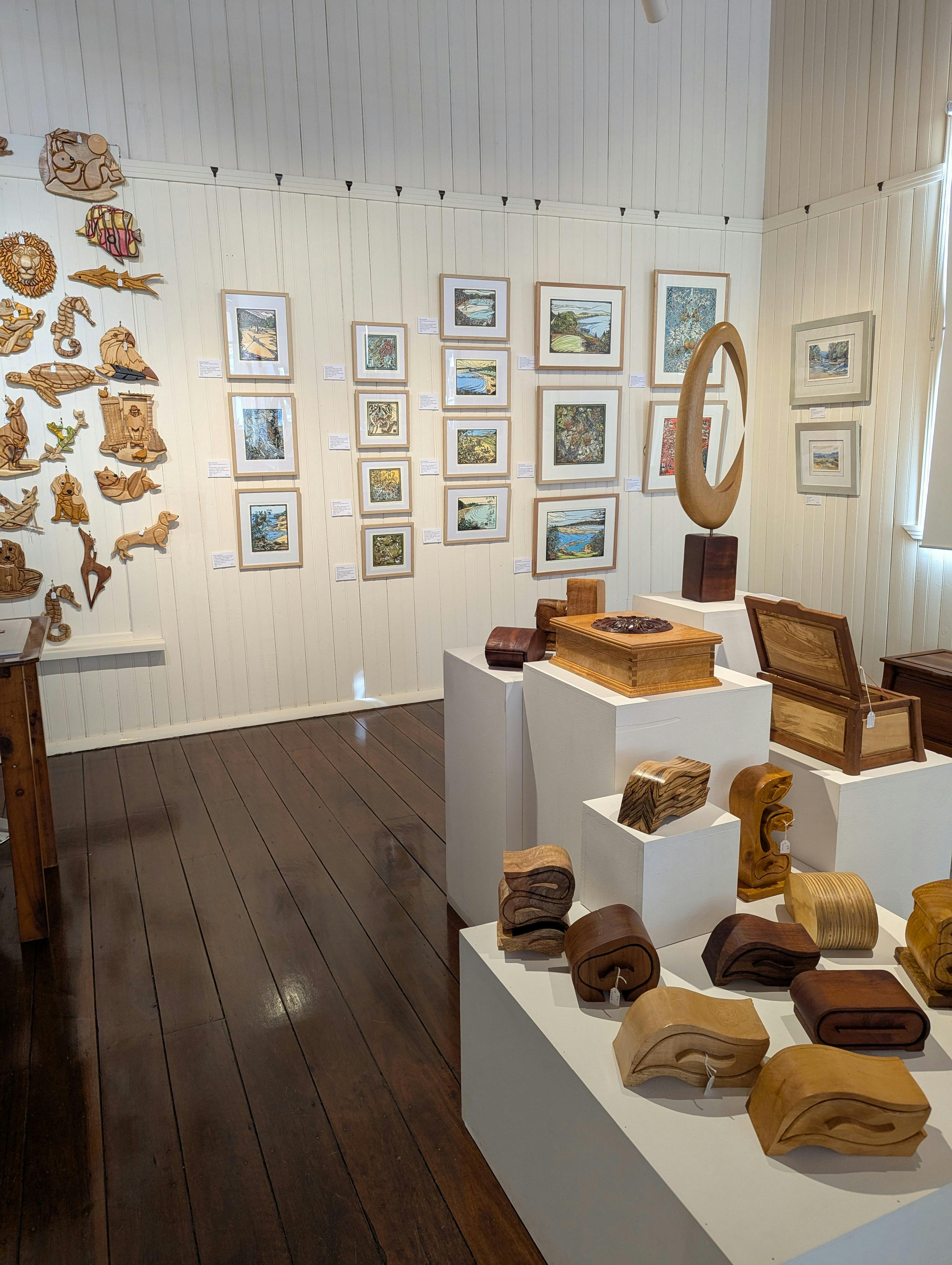 Linocut prints and local woodwork