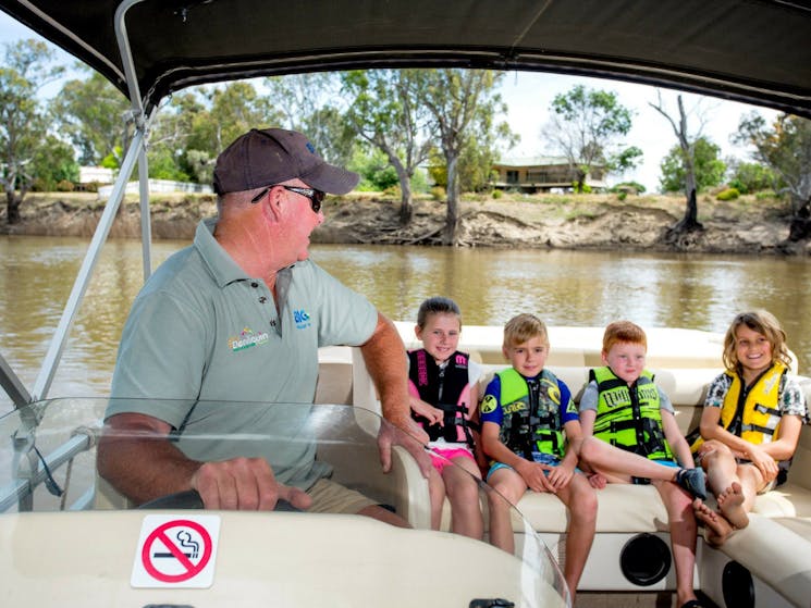 Kids love taking a trip on BIG4 Deni's Pontoon Boat