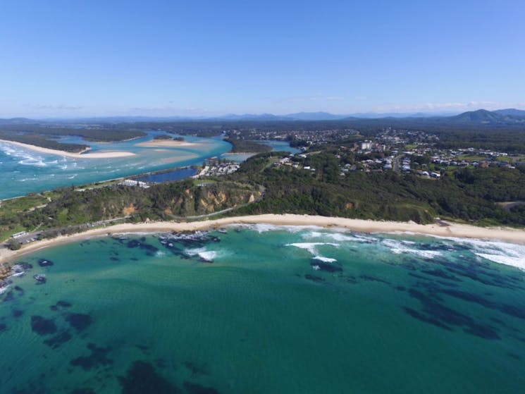 Strip of white sand along the east side of Nambucca Heads