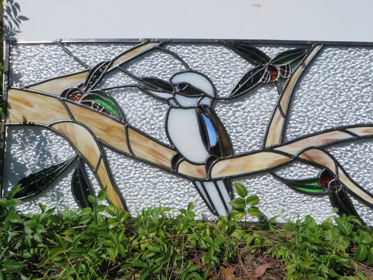 Leadlight Glass artist, Lance Brown design and hand-made. Kookaburras are a popular  request.
