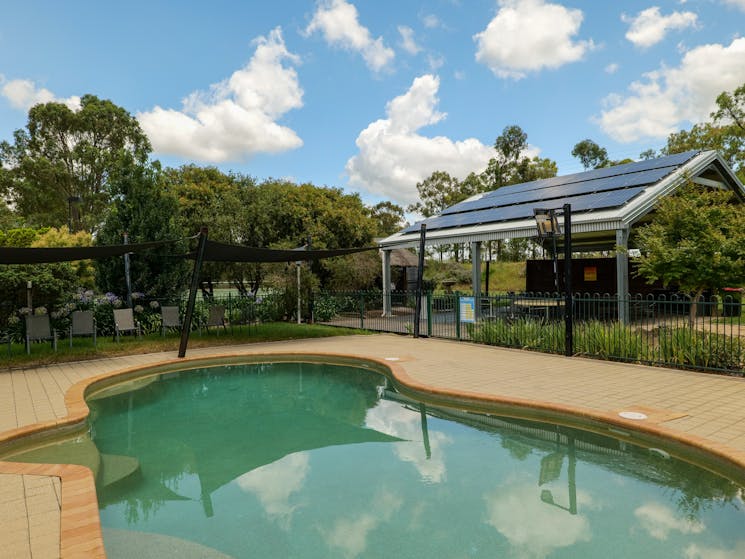 Fully fenced salt water swimming pool