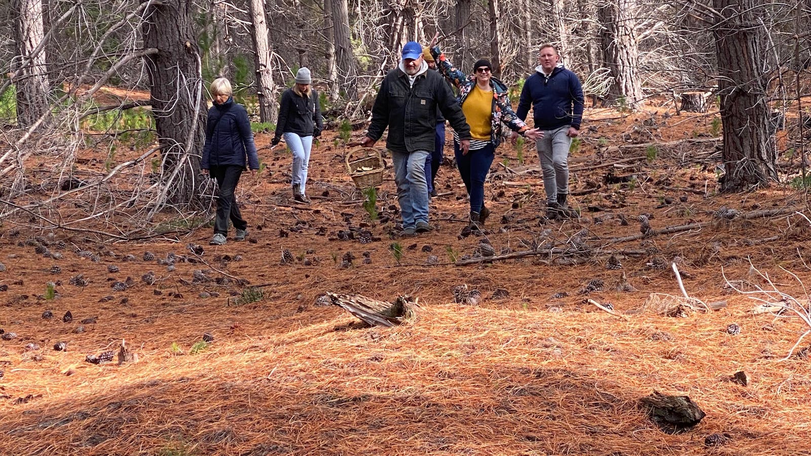 Coming out of the forest with a basket of goodies!