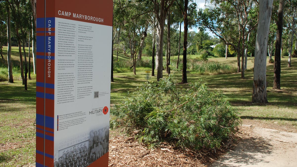 photo of sign for Camp Maryborough at Pioneer Country Park