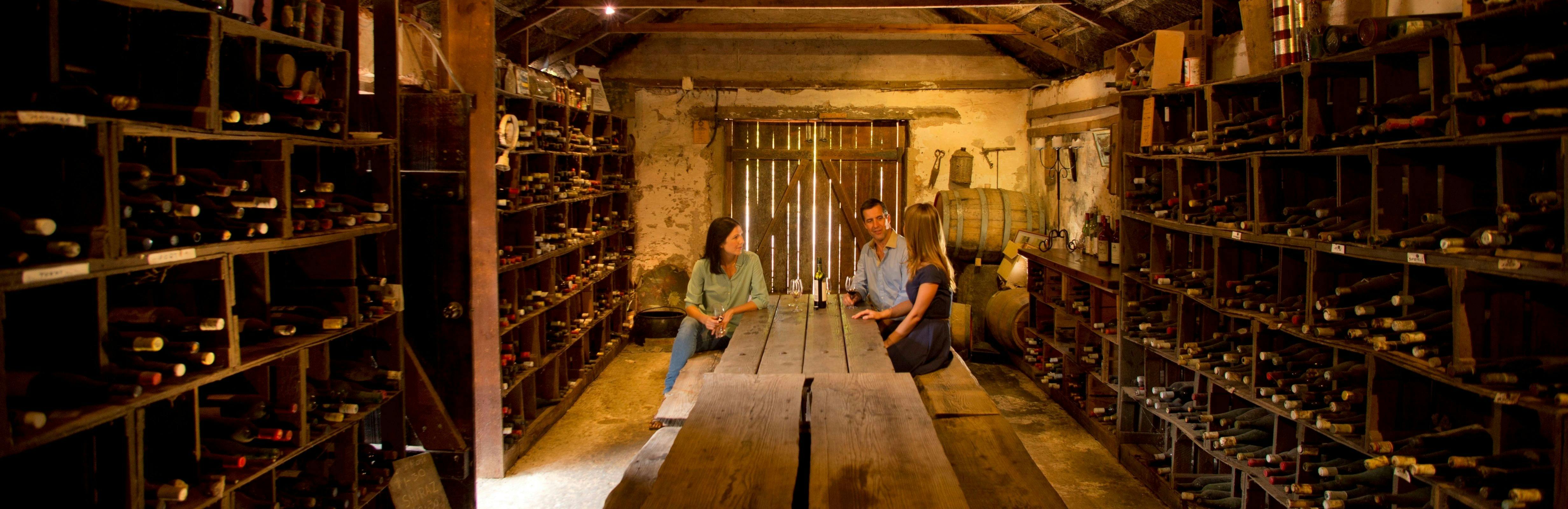 Groupo enjoying a quiet drink in the special Brands Laira Cellar