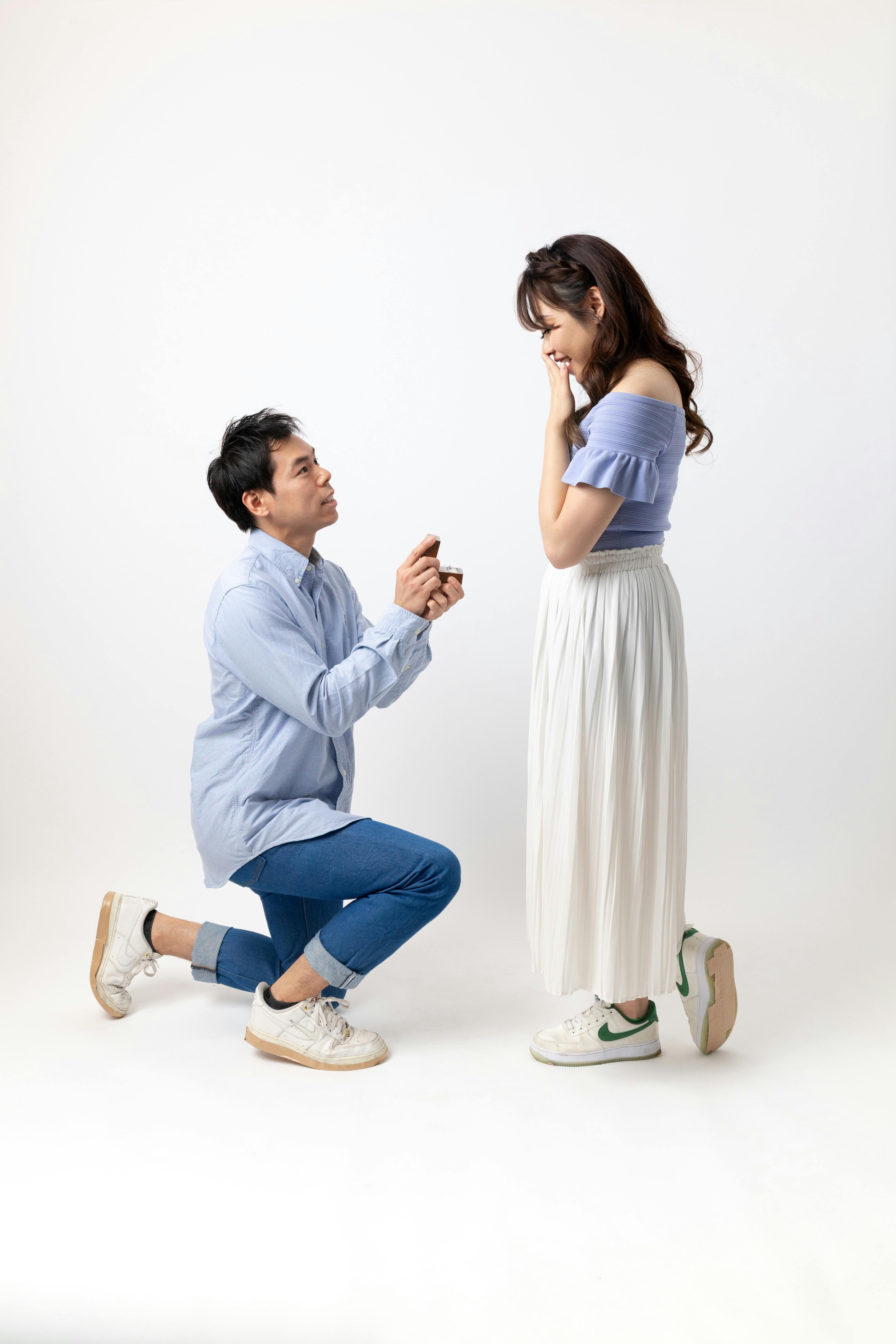 Private engagement photos with a professional studio setup