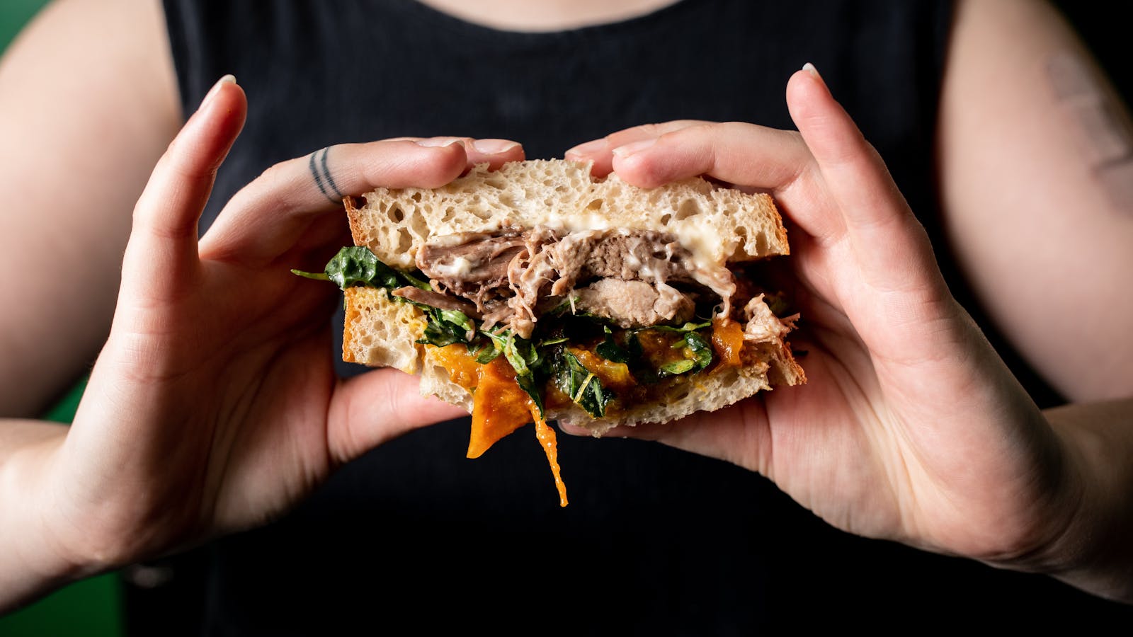 Slow cooked lamb shoulder sandwich