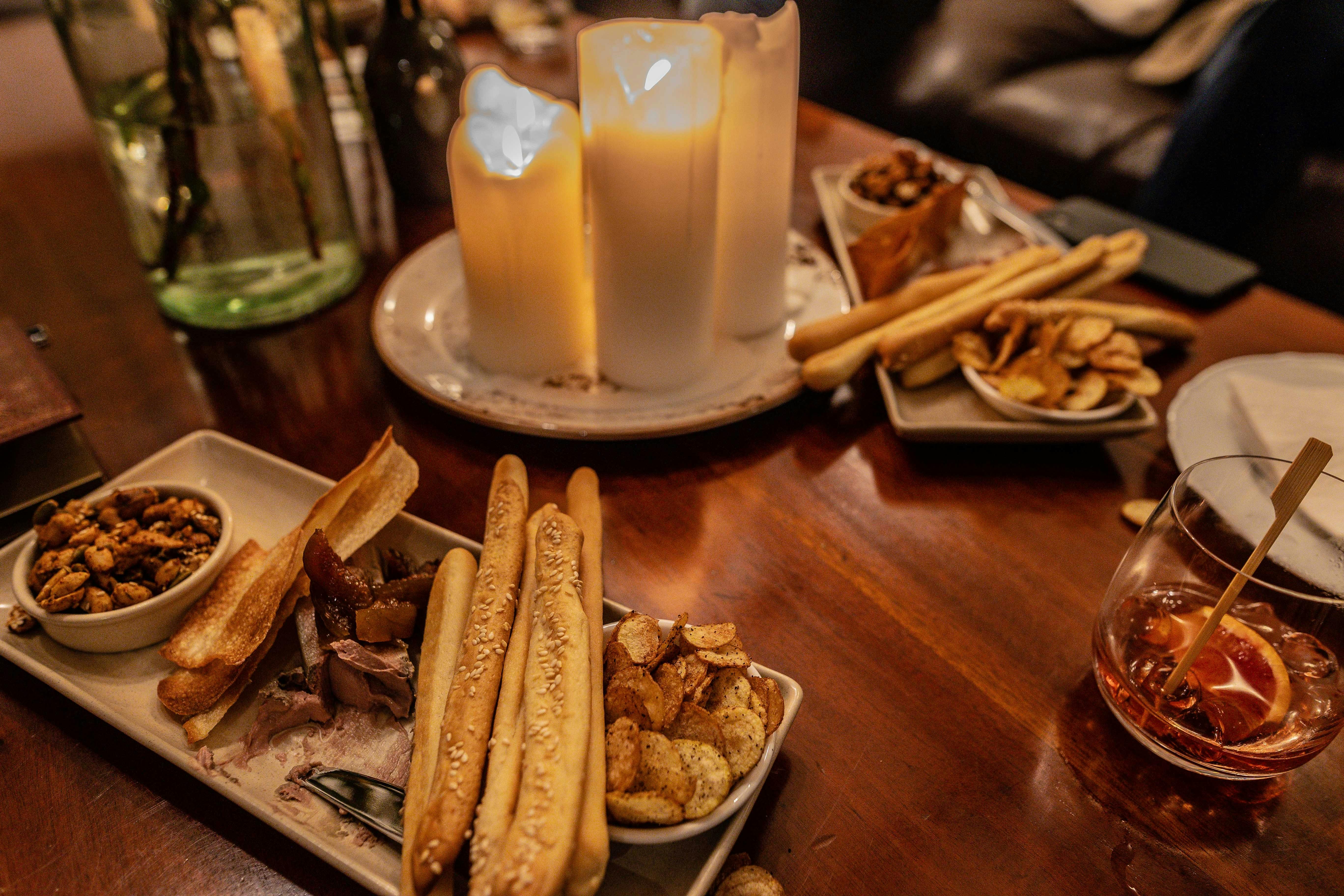 Italian snacks at pre-dinner drinks