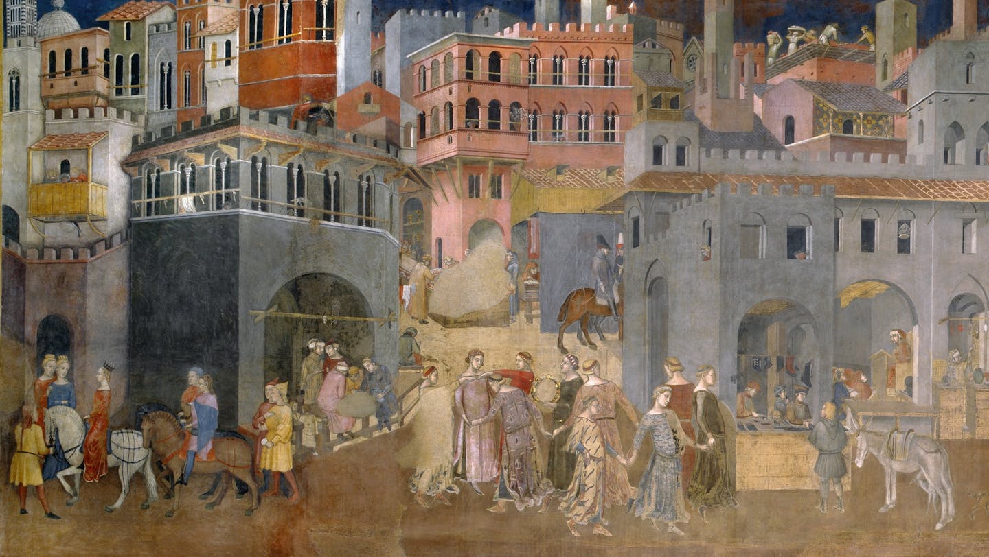 Ambrogio Lorenzetti, Effects of Good Government in the city, 1338 – 1339, fresco