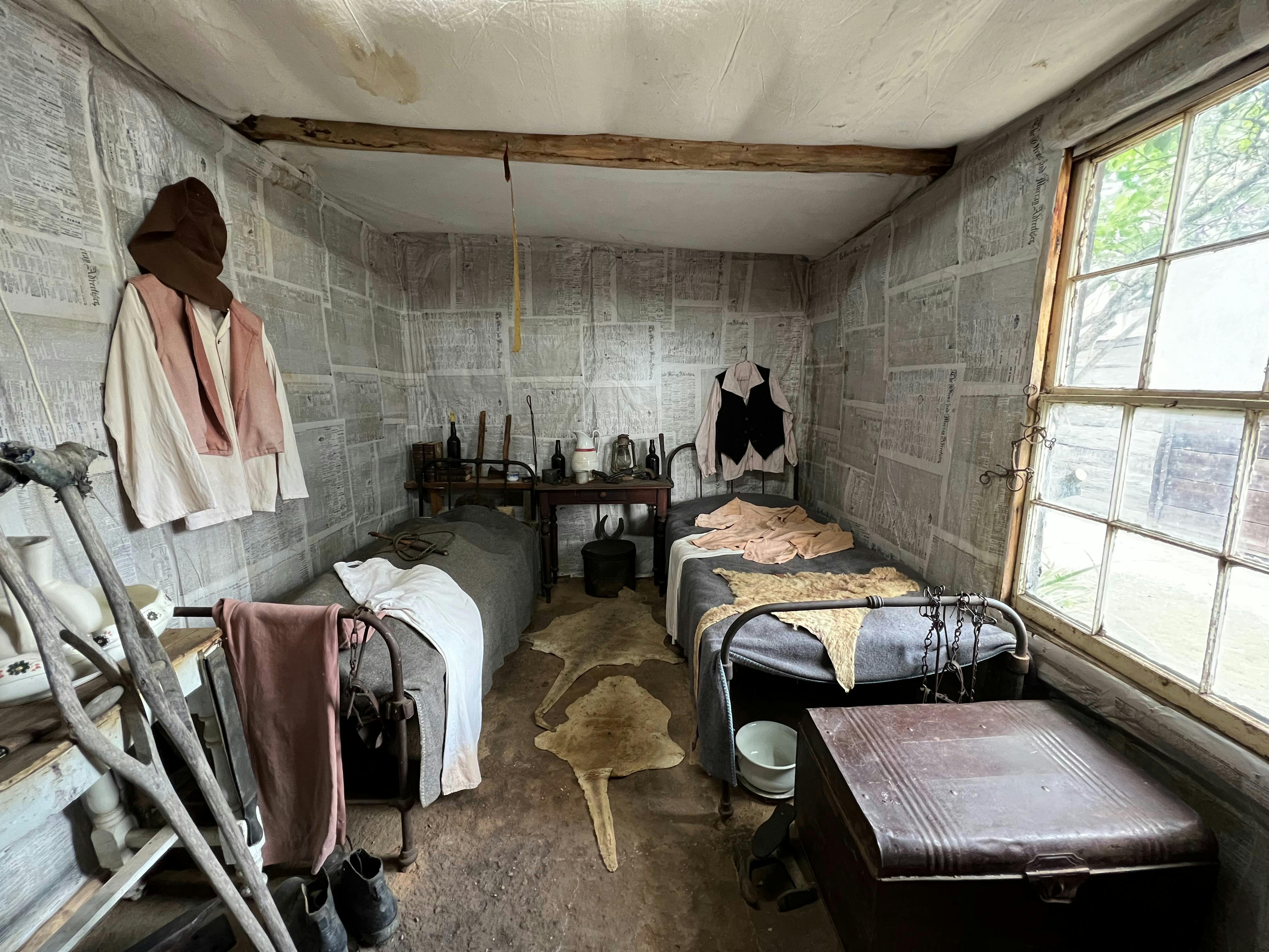 Inside the replica cottage are 3 bedrooms and a kitchen