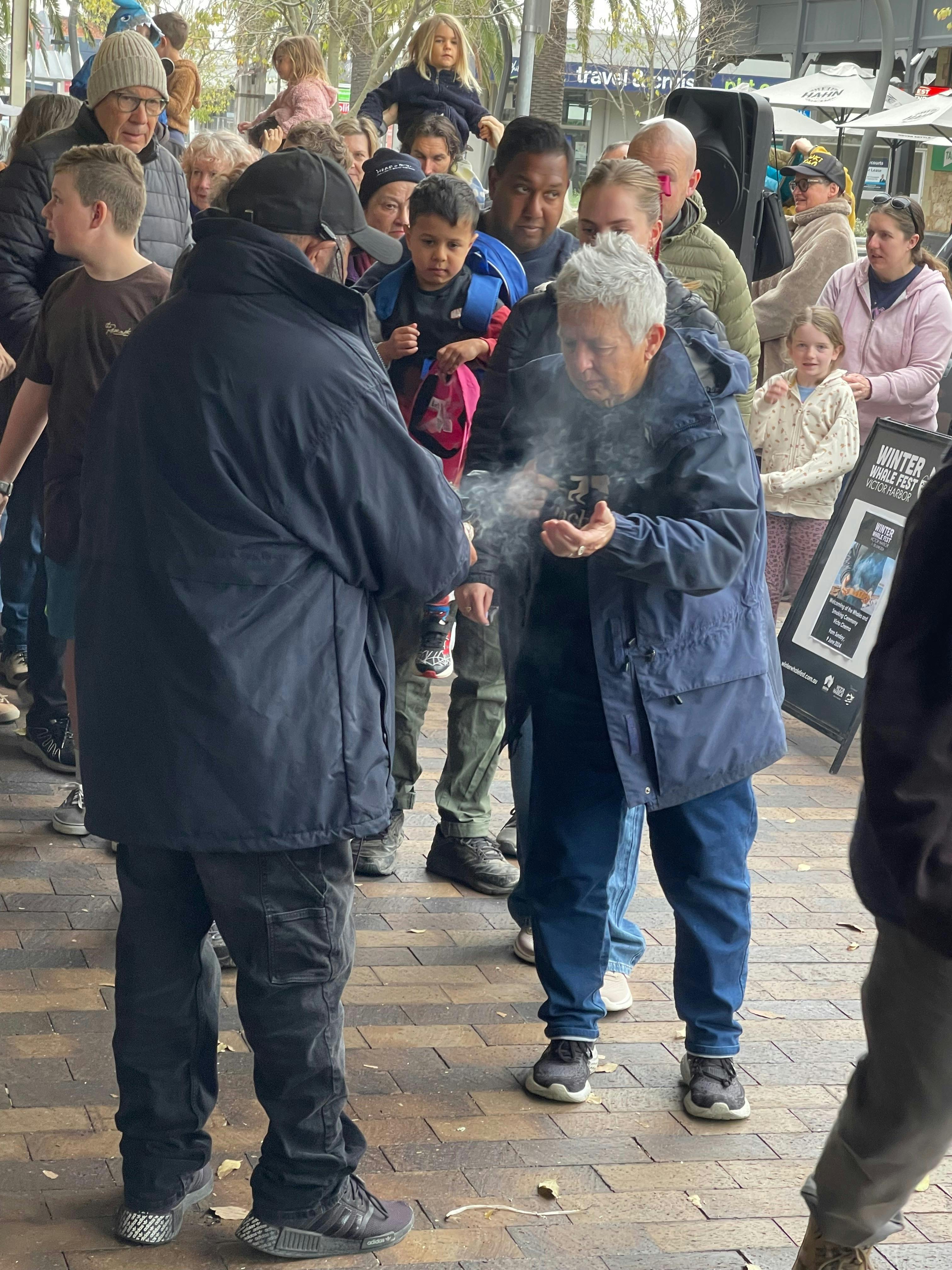 Joe blessing those attending Winter Whale Festival.