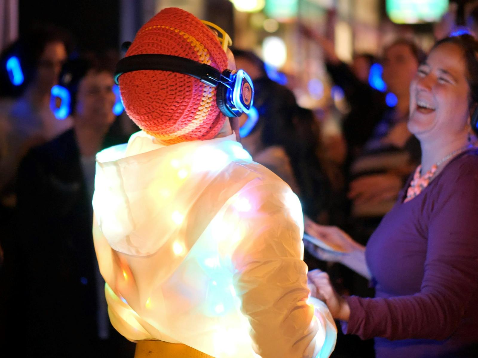 Guru Dudu Silent Disco Walking Tour, Two People Laughing