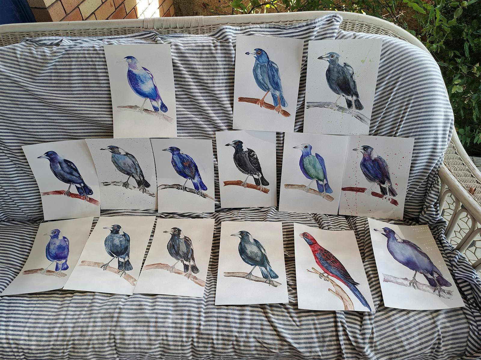 Watercolours on display