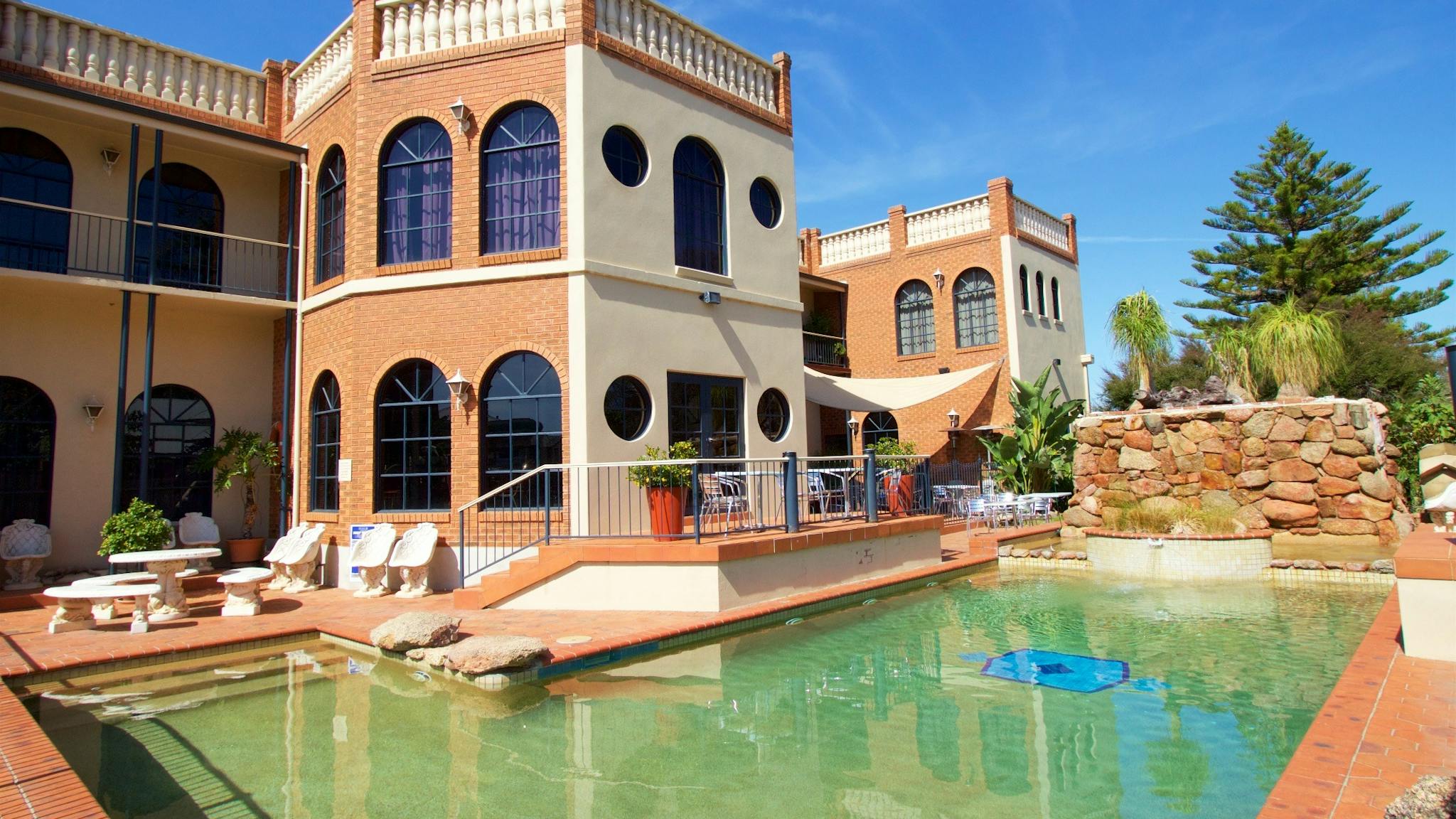 Outdoor saltwater pool - perfectly refreshing for hot summer days!