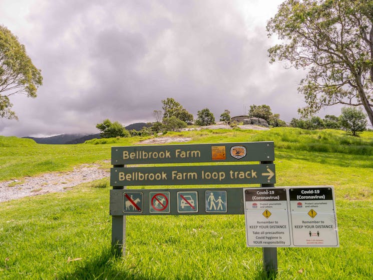 Signage at the entrance to Bellbrook Farm