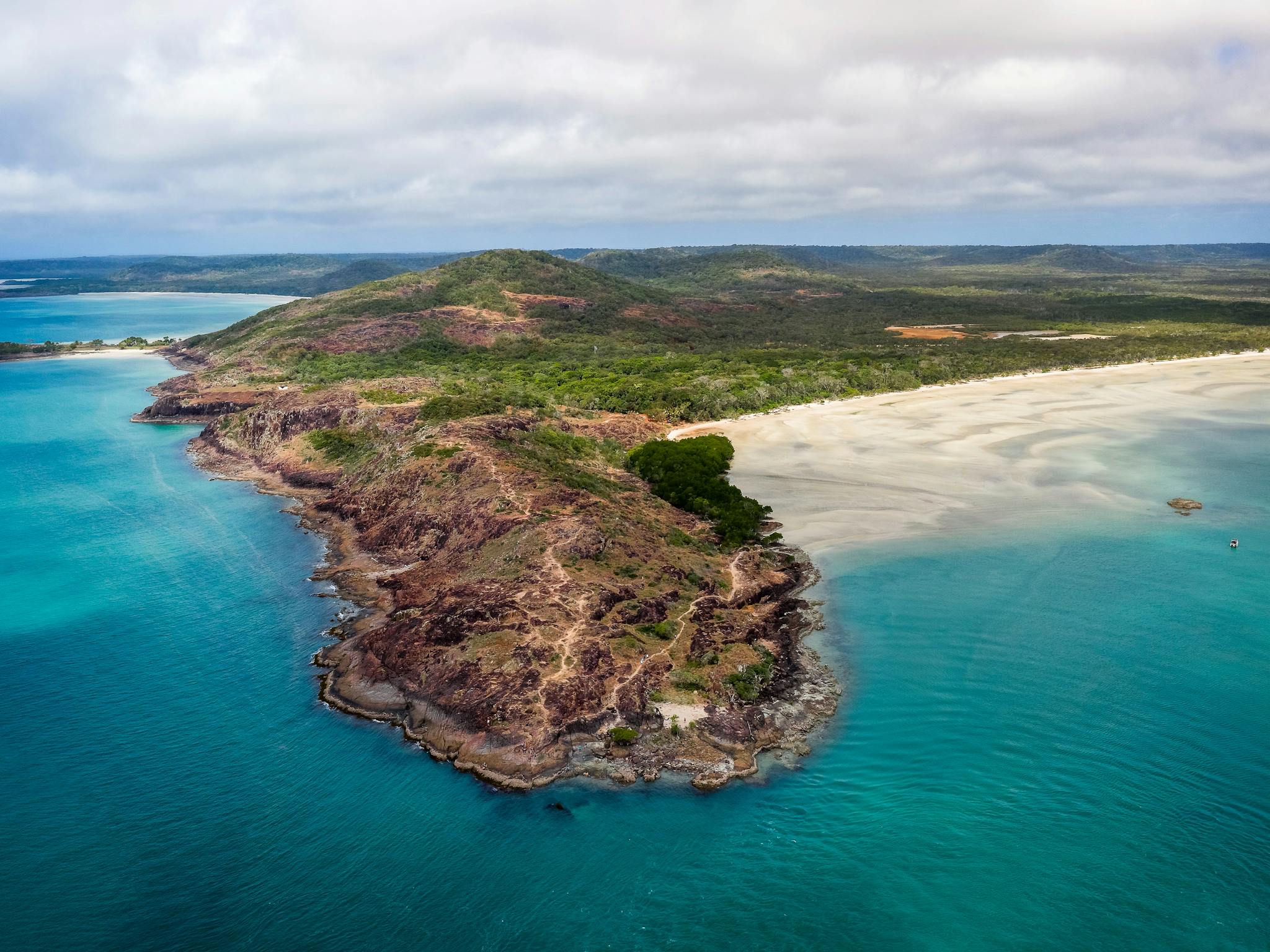 Tip of Cape York aerial shot on the 4WD Cape York Tour Tip of Cape York aerial shot on the 4WD Cape York Tour