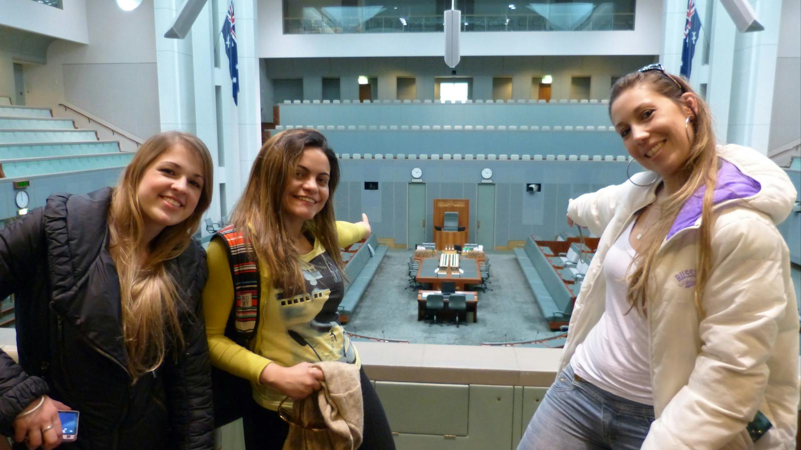 Inside Parliament House on Canberra trip