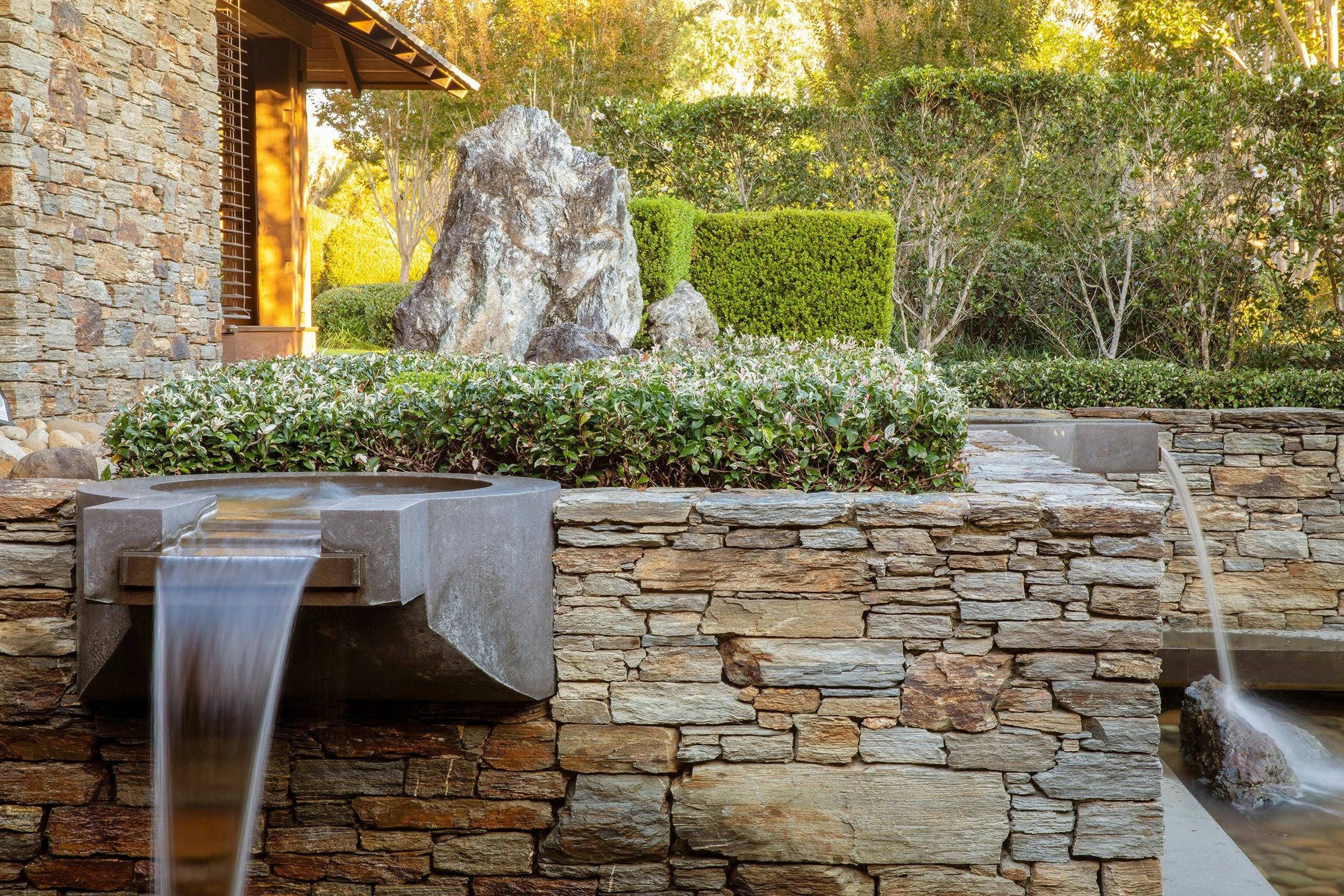 The numerous water features throughout