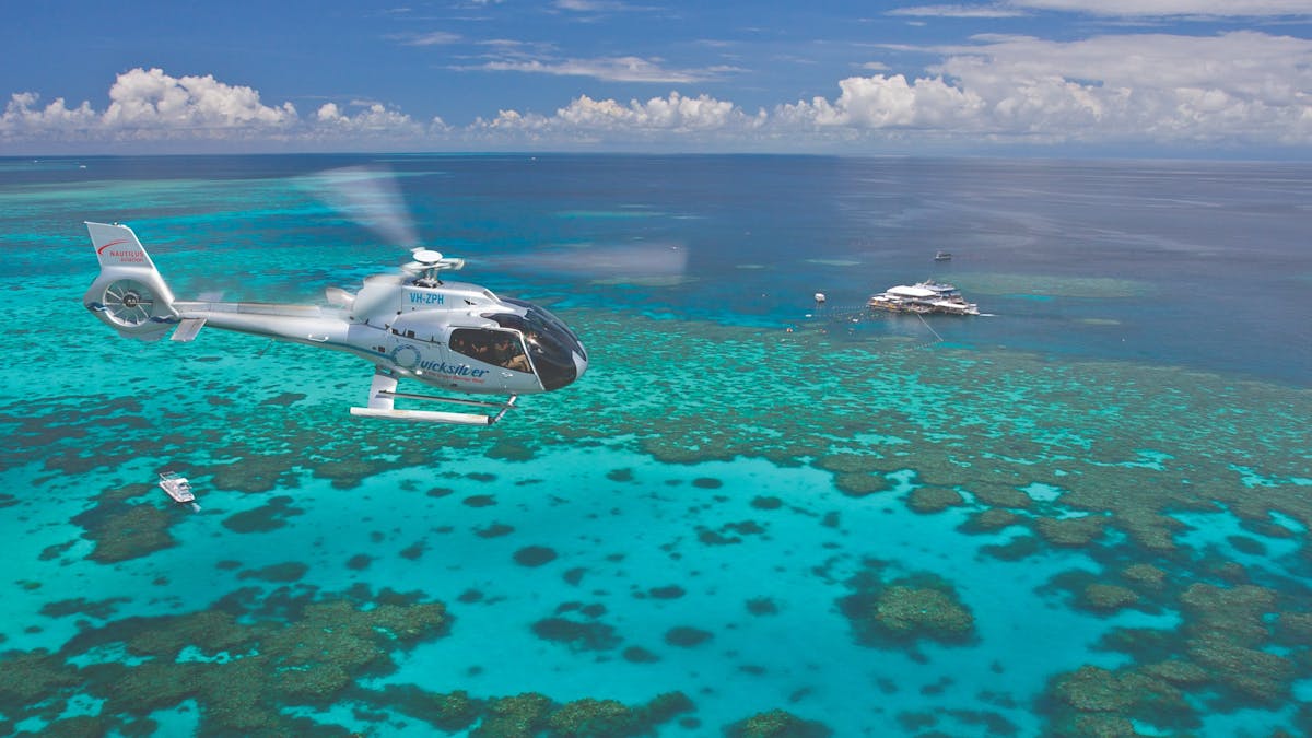 helicopter over reef